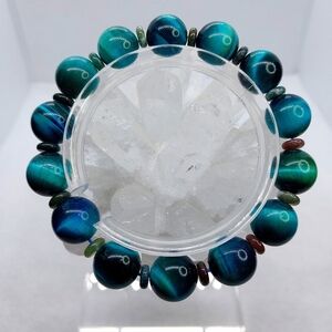 ● 12mm "Peacock" Tiger Eye & Indian Moss Agate Bracelets